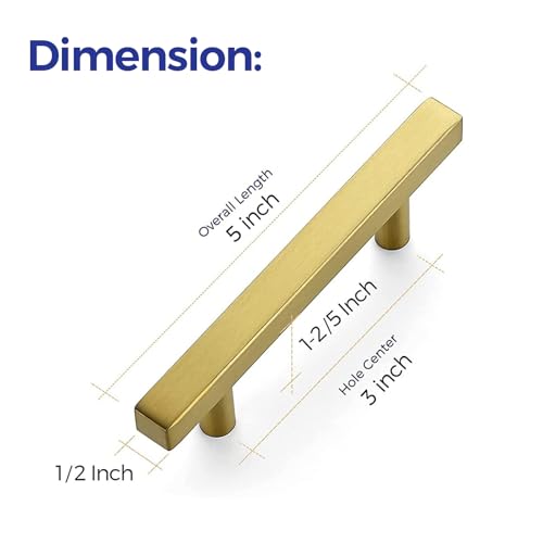Ravinte Brushed Brass Square Cabinet Hardware Pulls 3 Inch 30 Pack - color: Brushed Brass, size: 3 Inch Hole Center