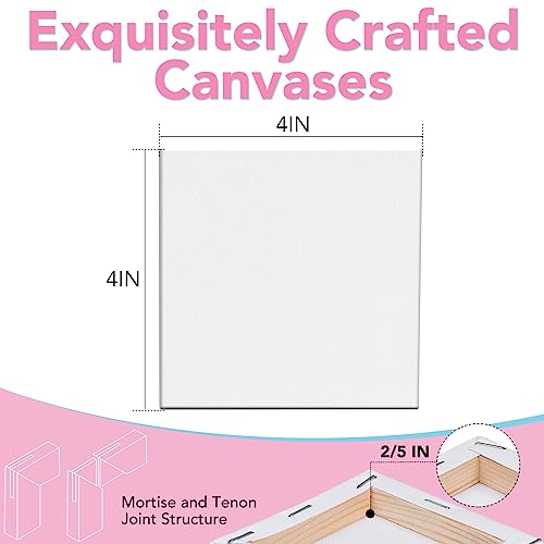 ESRICH Mini Canvases for Painting 4x4 Canvas Value Pack of 48PCS, 2/5In Thickness Small Canvas, Great for School Projects, Kids Birthday Party and Wall Decoration, White - size: 4x4in-48 Packs