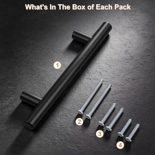 Probrico 30 Pack Hole Centers (102mm) 4inch Matte Black Cabinet Pulls,Hollow Stainless Steel Dresser Drawer Handles,Euro Pull Handle for Kitchen Cabinets 6.34inch Length - size: Center to Center: 4 inch