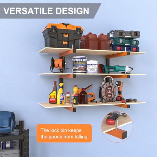 Lumber Storage Rack Wall Mount, Foldable 9-Level Wood Storage Rack - size: D-6 Pack