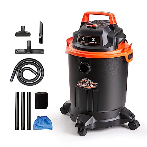 Armor All VO405P 0901 4 Gallon Wet/Dry Vac 2.0 Peak HP Shop Vacuum with Nozzles & Brush,Black/Orange - style: 4 Gal Vac