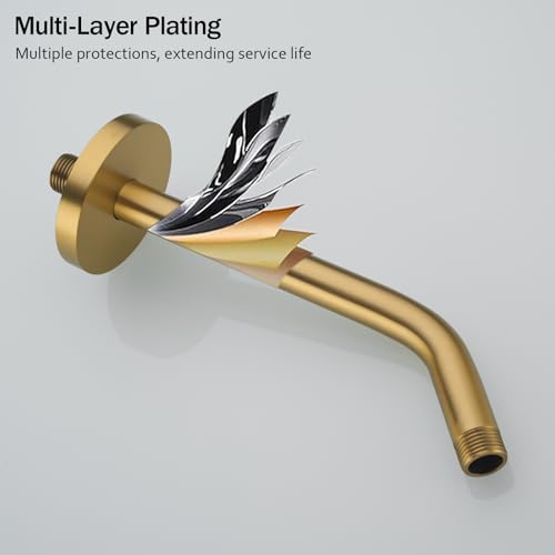 RANDOM 10 Inch Champagne Bronze Shower Arm with Flange,90 Degree Rain Shower Head Extension Arm.RD91018-10-CB - color: 10″Champagne Bronze(Round Flange)