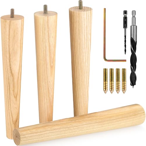 Airy Abode Premium Ash Wood Furniture Legs (Full Install Kit) - Pick Your Size and Color - color: Ash, size: 12 Inches