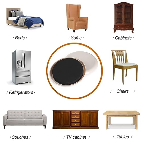 Furniture Sliders for Carpet 8 PCS - 3 1/2" - size: 3.5 inch 8 PCS (Round)