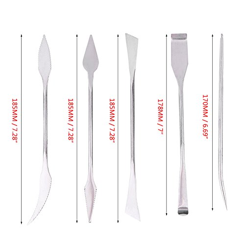 HEEPDD Stainless Steel Clay Sculpting Tools, 5 Piece Double Ended Set