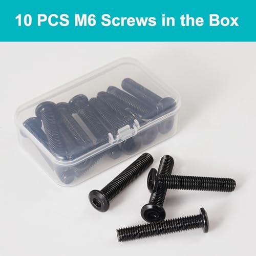 M6 x 60mm 10Pcs Flat Head Hex Socket Cap Screws, 304 Stainless Steel 18-8, Black Zinc Plated, Connection Furniture Bolts, Full Thread - size: M6 x 60mm(10PCS)