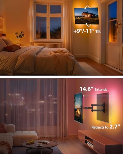 Pipishell Full Motion TV Wall Mount with LED Light for 13–43 inch TVs - size: 13-43 Inch, style: TV Mount with LED