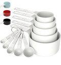 Measuring Cups & Spoons Set, Stackable Cups and Spoons - color: White