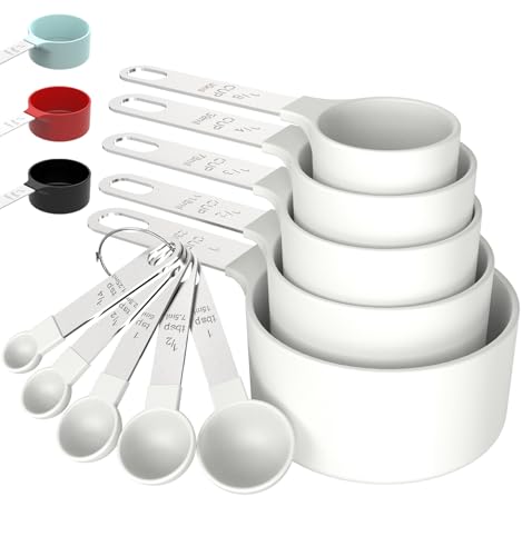 Measuring Cups & Spoons Set, Stackable Cups and Spoons - color: White
