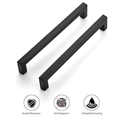 Ravinte Matte Black Cabinet Handles Square Pulls 7-1/2 Inch 3 Pack - size: 8 Inch (7-1/2 Inch Hole Center)