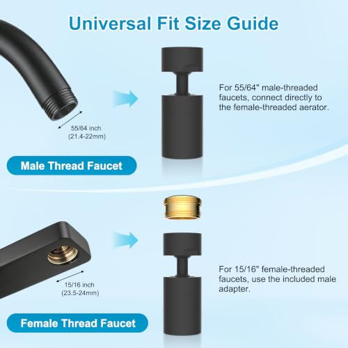 Hibbent 4-Mode Faucet Aerator, Faucet Sprayer Attachment, Matte Black - color: Matte Black, style: Four Modes