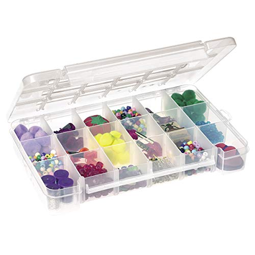 Akro-Mils 05905 Plastic Portable Parts Storage Case for Hardware and Crafts with Hinged Lid and 5 Adjustable Dividers, (14-3/8-Inch x 9-1/2" x 2-1/2"), Large, Clear (Pack of 6) - size: Large (Pack of 6), style: 1-Pack