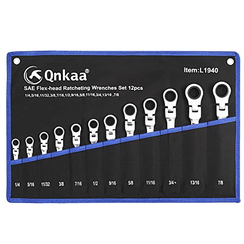 Qnkaa Qnkaa12pcs Flexible Ratchet Wrenches Set SAE 1/4” to 7/8“ Inch - size: 12-Piece SAE Set