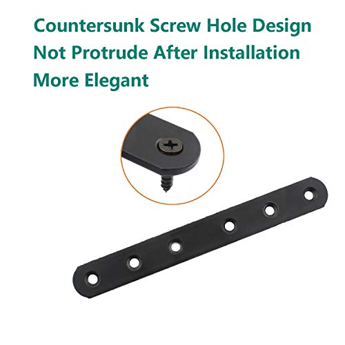 4 Pack Flat Mending Plate for Wood, ULIFESTAR Black Iron Flat Straight Brace Brackets Metal Repair Fixing Wood Brace Joining Plates Connector for Repairing Wooden Furniture with Mounting Screws - size: 6.3 x 0.79 x 0.12 inches