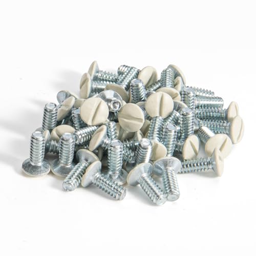 Henne Bery 3/8" Long 6-32 Thread, Oval Head Milled Slot Replacement Wall Plate Screws, 50 Pack, Light Almond - color: Light Almond, size: 3/8",50 Pack