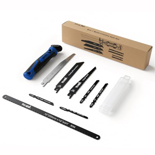 8-In-1 Multi Blades Hand Saw, Drywall, Hacksaw, Jab Saw & Wood Cutter Tool - color: 8-in-1 Blue