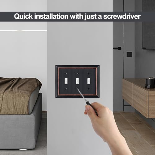 Metal Wall Plate for Electrical Outlets, Applicable to Triple Toggle - size: Triple Toggle