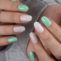 CurvLife Short Oval Floral Press On Nails, Spring Dot White, Soft Gel - color: C3 - Spring Dot