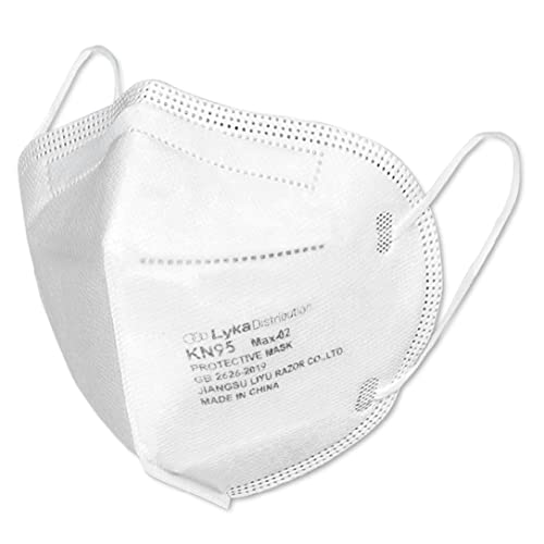 Lyka Distribution KN95 Face Masks - 50 Pack - 5 Layer Protection Breathable KN95 Face Mask with Comfortable Elastic Ear Loop - color: White