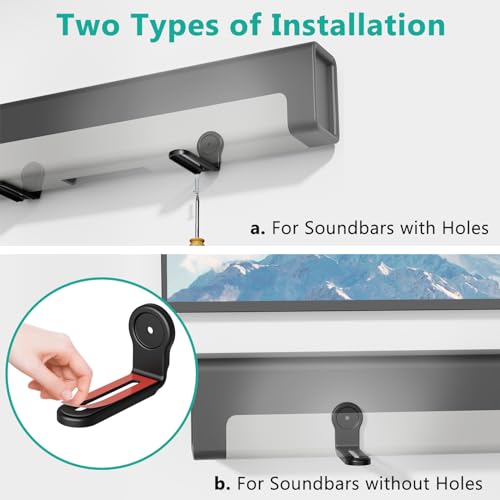 WALI Center Channel Speaker Wall Mount, Universal Soundbar Wall Mount Bracket Hold up to 33 lbs, Arms Extend from 5.1 inch (SLK203), Black - size: 5.1 inch