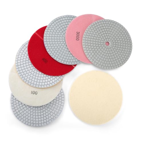 8PCS Diamond Polishing Pads 7 Inch, Wet/Dry Concrete Polish Tools Kit for Drill, Grinder, Polisher, 50-3000 Grit Polishing Set for Marble Granite Quartz Stone - size: 7 Inch 50-3000 Grit