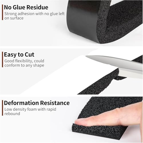 Yotache Open Cell Foam Air Conditioner Weather-Strip 2"x1", 6.5 Ft x 2Pcs | Foam Seal Tape Thick Adhesive with High Resilience Foam Cushion Strip - size: (2"×1") 13FT