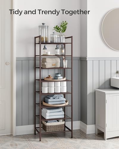 SONGMICS 8-Tier Metal Shoe Rack, Vertical Shelf, Holds up to 18 Pairs - color: Bronze, size: 8 Tiers (12"D x 17.6"W)