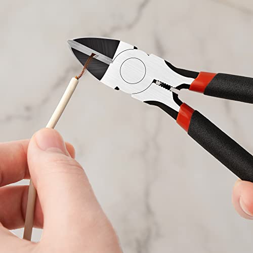 BOENFU 6 Inches Wire Cutters Heavy Duty Snips Flush Cut Side Cutters Pliers - color: 6 Inches - 1 Pack - Black Handle