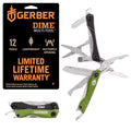 Gerber Dime 12-in-1 Mini Multitool Pliers, Pocket Knife,Bottle Opener,Green - color: Green, size: Single