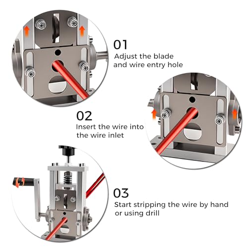 Drill & Hand Crank Wire Stripper Machine for Copper Cable Recycling | Scrapping Copper Wire Peeler for 0.06''-1'', Easy Wire Stripping for Recycling & DIY
