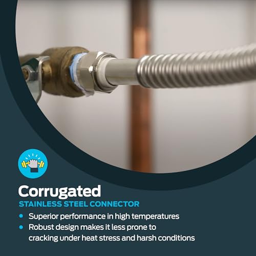 Eastman 12 Inch WaterFlex Water Heater Connector, 1 Inch FIP x 1 Inch FIP, Stainless Steel Corrugated Water Heater Supply Line, 447512 - size: 12 in. L x 1 in. FIP x 1 in. FIP