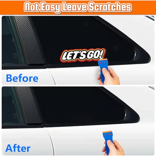 Plastic Razor Blade Scraper, 2PCS Scraper Tool with 100PCS Plastic Blades Carry Case, Cleaning Scrapers Remover Storage for Stickers, Decals, Adhesive, Labels, Paint, Glass, Car, Window, Caulk