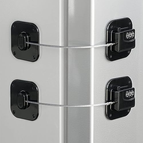 Refrigerator Lock, Heavy Duty Fridge Lock, Combination Lock for Refrigerator Cabinets, Drawers, Safety, Easy Install No Keys Needed (Black-2Pack) - color: Black-2Pack