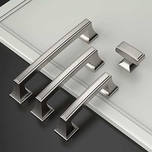 Amerdeco 10 Pack Brushed Satin Nickel Cabinet Pulls 3 Inch(76mm) Hole Center Cabinet Hardware Kitchen Cabinet Handles for Bathroom Drawer Pulls Dresser Pulls ZH0010 - color: Brushed Satin Nickel, size: 3"/76MM Hole Center