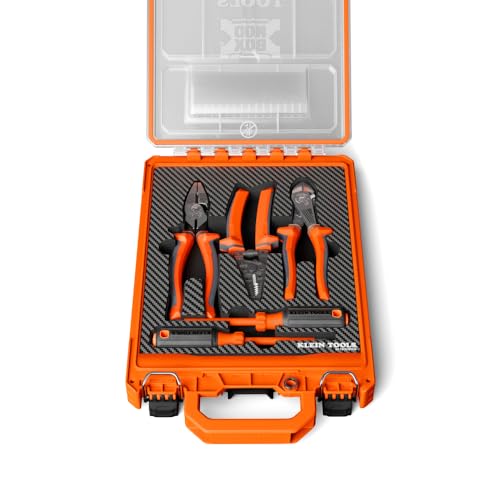 Klein Tools 94160MBINS MODbox Insulated Tool Kit, 5-Piece, 1000V Rated Electrician Tools Set with Screwdrivers, Wire Stripper, Cutters, Modular Storage Box