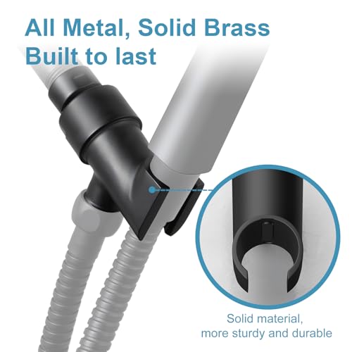 OFFO Shower Head Holder All Metal for Handheld Shower Head, Adjustable Shower Arm Mount with Solid Brass Pivot Ball, 1/2 in IPS Female Inlet and Male Outlet, Matte Black - color: Matte Black