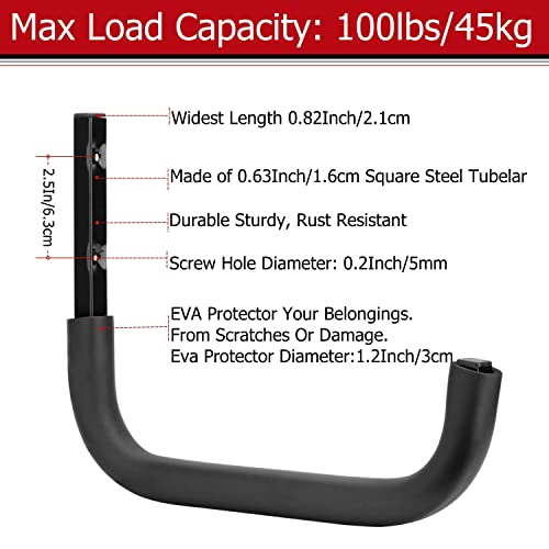Heavy Duty Garage Storage Hooks, 12.4 Inch Ladder Storage Hanger, Wall Mount Utility Hook for Outdoor Indoor Organizer Folding Chairs, Bike, Tools, Water Pipes - size: 9.8inch x 12.7inch