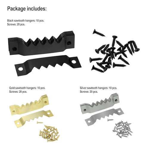 Large Sawtooth Picture Frame Hangers with Screws - 30 Pack, Supports 50 Ibs, Picture Hanging Hooks for Hanging Photo Frames Canvas Artwork Paintings - size: Large