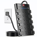 SUPERDANNY Flat Plug Power Strip Surge Protector, 6.5Ft, 22 AC 6 USB, 2100J - color: Black, size: Flat Plug - 6.5 ft