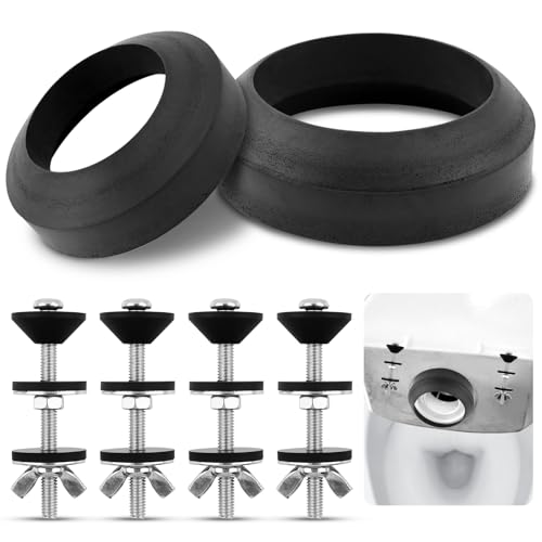 Universal Toilet Tank to Bowl Gasket & Bolts Kit, 4 Sets 5/16"x3.15" Stainless Steel Bolts, Heavy Duty Rustproof Hardware for Most 2-Inch & 3-Inch Flush Valve Toilet Tanks