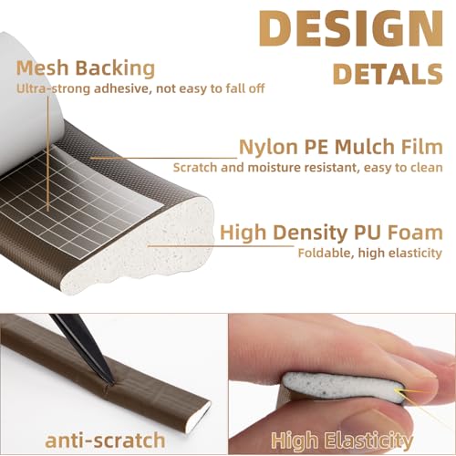Kneelisa 3Pcs×196” Wedge-Shape Foam Window Weather Stripping Door Seal - color: Brown, size: 3pcs×196"
