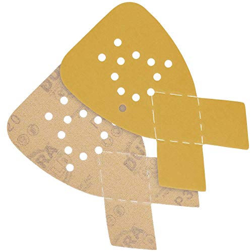 Dura-Gold Premium Mouse Detail Sander Sandpaper Sanding Sheets - 320 Grit (Box of 24) - 12 Hole Pattern Hook & Loop Triangle Shaped Mouse Discs - Fits Black and Decker, Woodworking Wood Crafting, Auto - size: 320-Grit