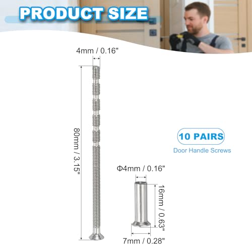 PATIKIL Cabinet Handle Screws M4 x 80mm, 10 Set Break Away Screws Drawer Pull Phillips Drive Flat Countersunk Head Bolts with Sleeve for Door Handle Lever - size: M4 x 80mm