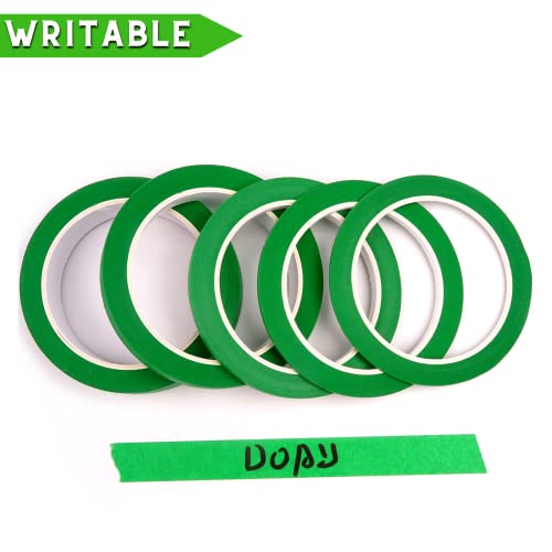 5 Rolls Pinstripe Tape - Masking Tape 1/16", 1/8", 1/4", 1/2", 3/4" - Thin Painters Masking Automotive Tape for DIY, Car, Auto, Paint, Art, Tumblers (Green) - color: Green