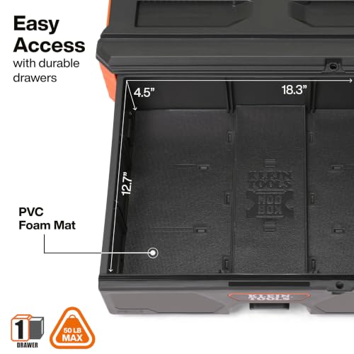 Klein Tools 54844MB MODbox Compact Single Drawer Box Full Width, Tool Storage Drawer with Ball Bearing Slides, Dividers Included, PVC Foam Mat - size: Compact Full Width