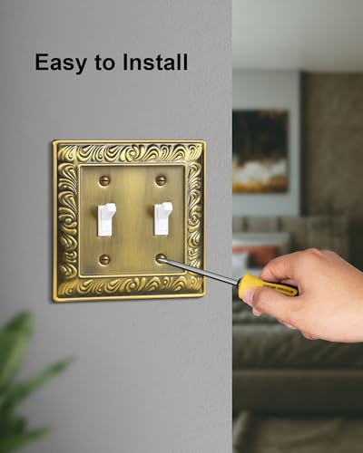 2-Pack Paisley Pattern Metal Double Toggle Light Switch Cover Plate - style: 2 Toggle 2PK