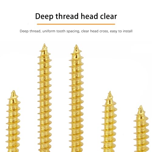 INDOROD #10 x 3/4" Truss Head Phillips Wood Screw (75 Pack), Brass Plated Screws, Self Tapping Wood Screws, Modified Truss Head, Brass Screws for Wood, 10 x 3/4 Inch, Gold - size: #10 x 3/4"