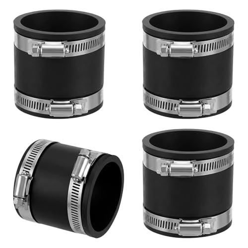 4 Pcs 2-1/2 Inch Dust Control Flex Cuffs with Stainless Steel Hose Clamps, Flexible Rubber Connector for Plastic and Copper Plumbing Connections(2-1/2 Inch)