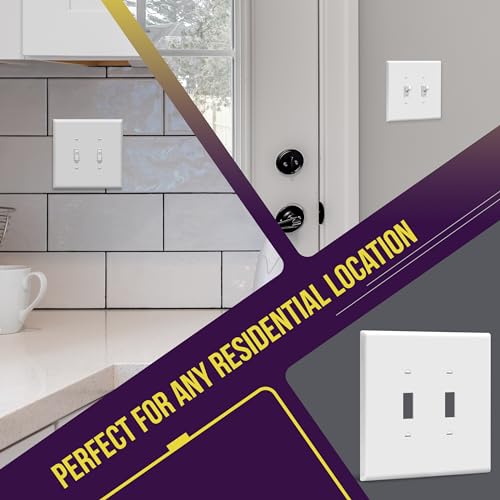 ENERLITES Oversized Double Toggle Light Switch Cover Plate, 1 Pack, White - color: White, size: Over-Size