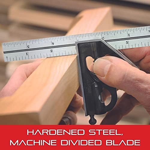 Starrett Steel Combination Square with Square Head, 12" Blade Length